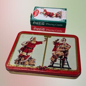 2 for $20 Vintage Coca-Cola Santa Playing Cards + Collectible Tin (1994)